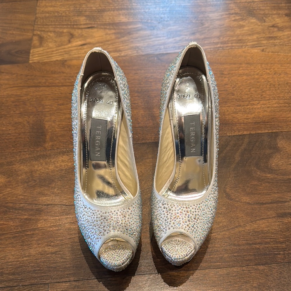 Silver Women's Peep-Toe Shoes
